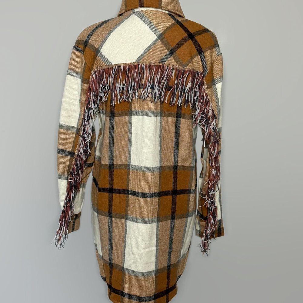 Plaid Long Shacket with Fridge
